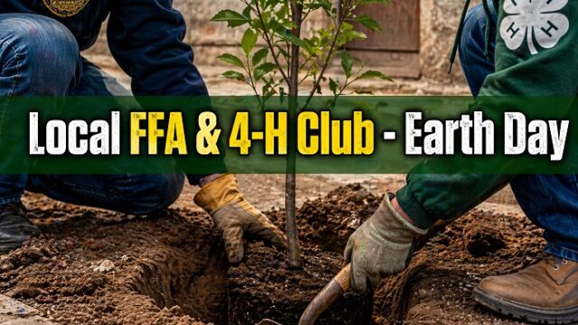 4-H & FFA Members plant trees for Earth Day