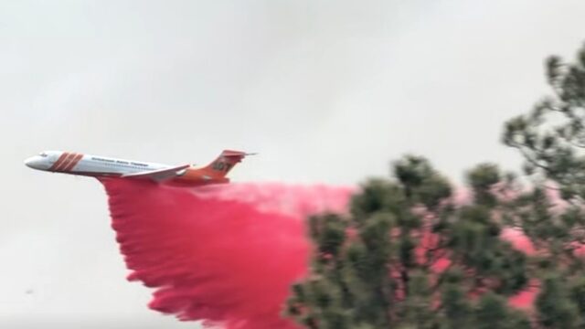 U.S. Forest Service Dumps Fire Retardant on Hummingbird Fire in the Gila.
